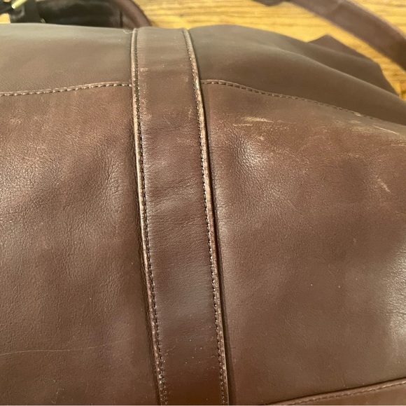 Vintage COACH Chocolate Brown Leather Cabin Weekender Duffel Travel Shoulder Bag - Picture 14 of 15